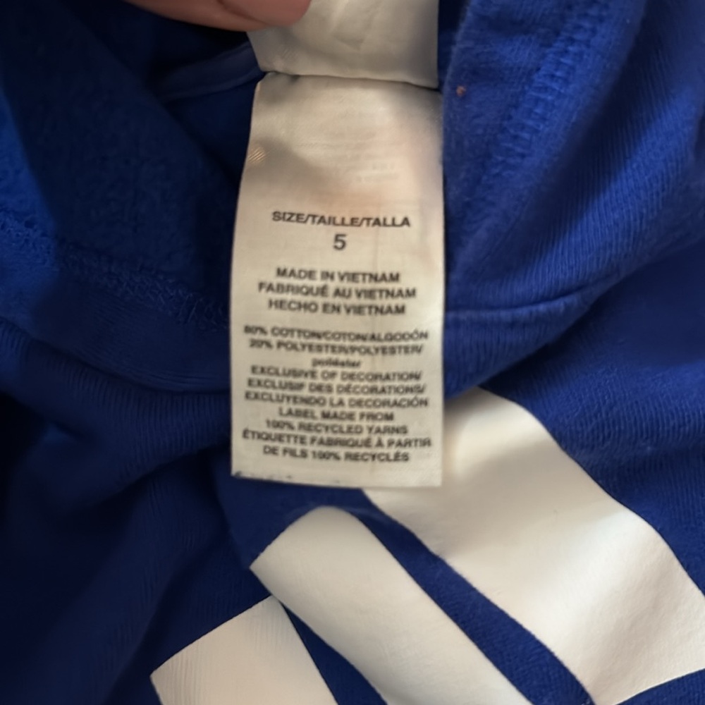 Size 5 Adidas blue/black/white hoodie in great condition. gently used condition - Picture 3 of 4